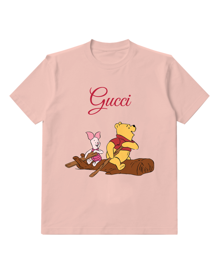 Blush Pink Piglet And Pooh Rowing Together Graphic T-Shirt - front product view