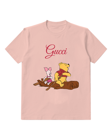 Blush Pink Piglet And Pooh Rowing Together Graphic T-Shirt - front product view