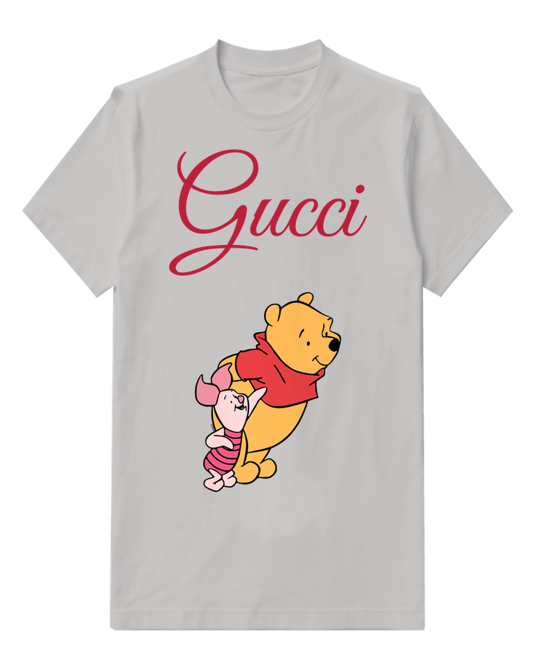 Light Gray Winnie The Pooh Holding Piglet Graphic T-Shirt - front product view