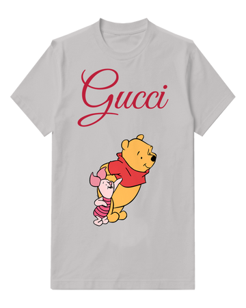 Light Gray Winnie The Pooh Holding Piglet Graphic T-Shirt - front product view