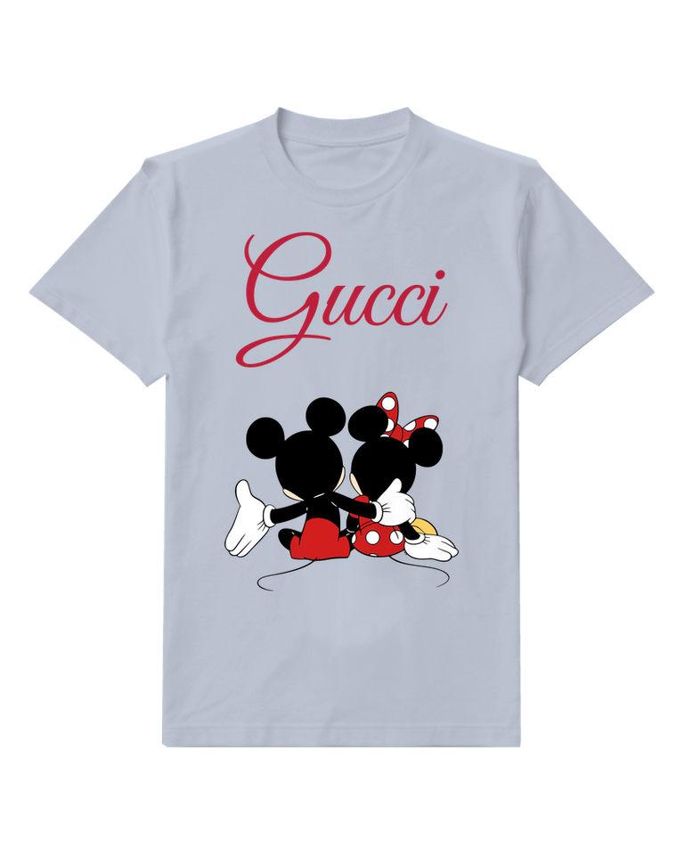 Pale Lavender Mickey And Minnie Sitting Back To Back Graphic T-Shirt - front product view