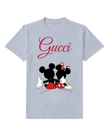 Pale Lavender Mickey And Minnie Sitting Back To Back Graphic T-Shirt - front product view