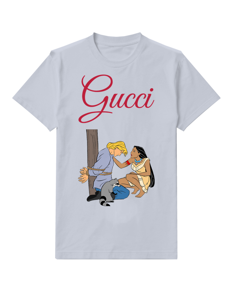Pale Lavender Pocahontas Kneels Beside Tied Man Graphic T-Shirt - front product view