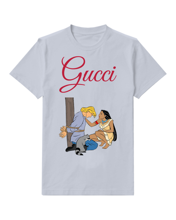 Pale Lavender Pocahontas Kneels Beside Tied Man Graphic T-Shirt - front product view