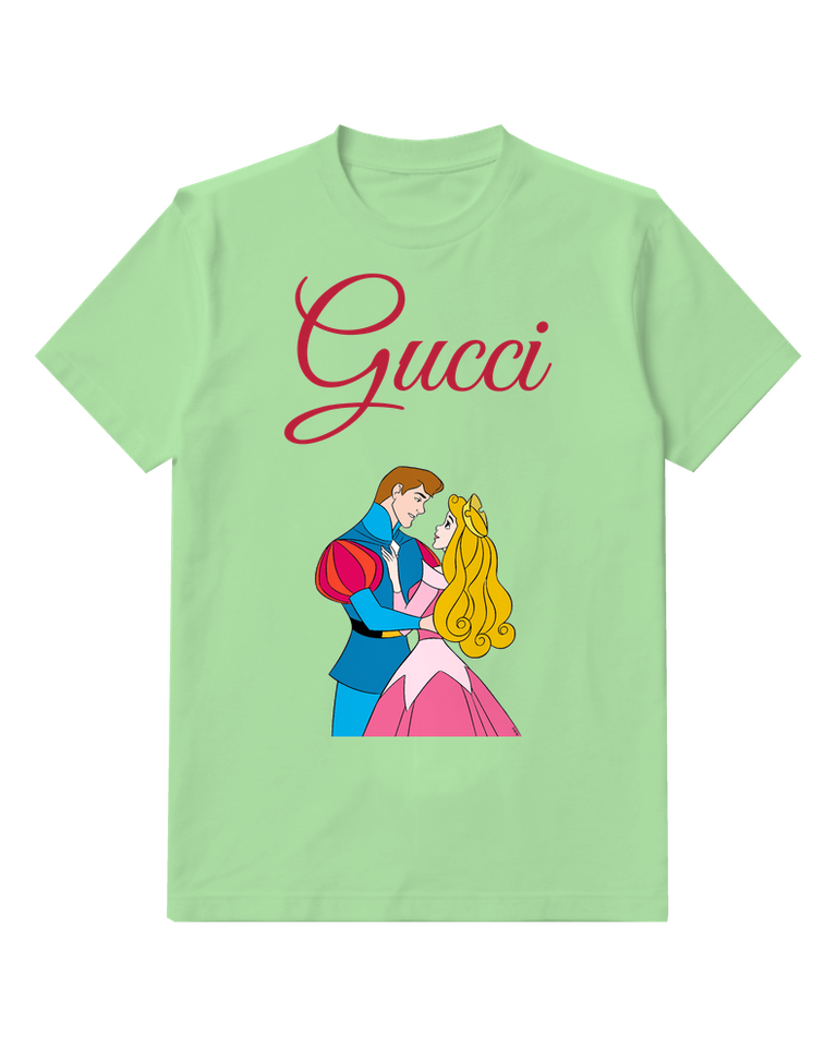 Sage Green Aurora And Prince Phillip Embracing Graphic T-Shirt - front product view