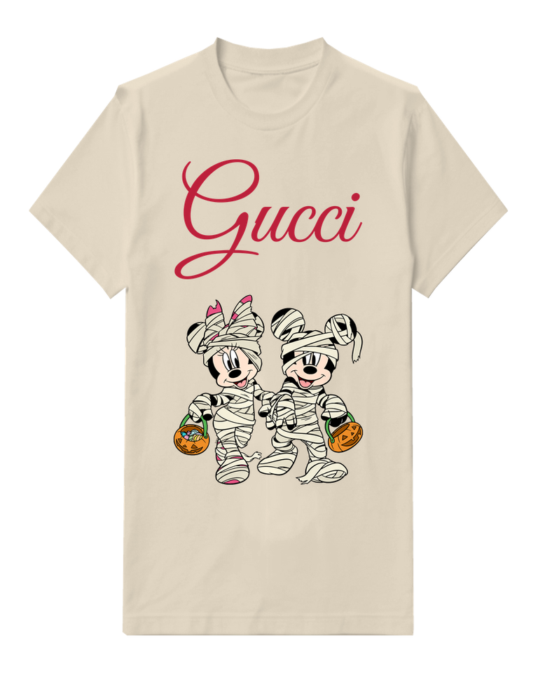 Ivory Mickey And Minnie In Mummy Costumes Graphic T-Shirt - front product view