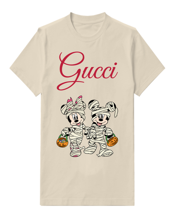 Ivory Mickey And Minnie In Mummy Costumes Graphic T-Shirt - front product view