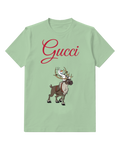 Sage Green Olaf Atop Sven Smiling Reindeer Standing Graphic T-Shirt - front product view