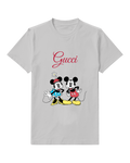 Light Gray Mickey And Minnie Waving Together Graphic T-Shirt - front product view