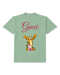 Sage Green Tigger And Piglet Joyful Embrace Graphic T-Shirt - front product view