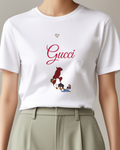White Beast In Dynamic Leap Over Belle Graphic T-Shirt - model wearing view