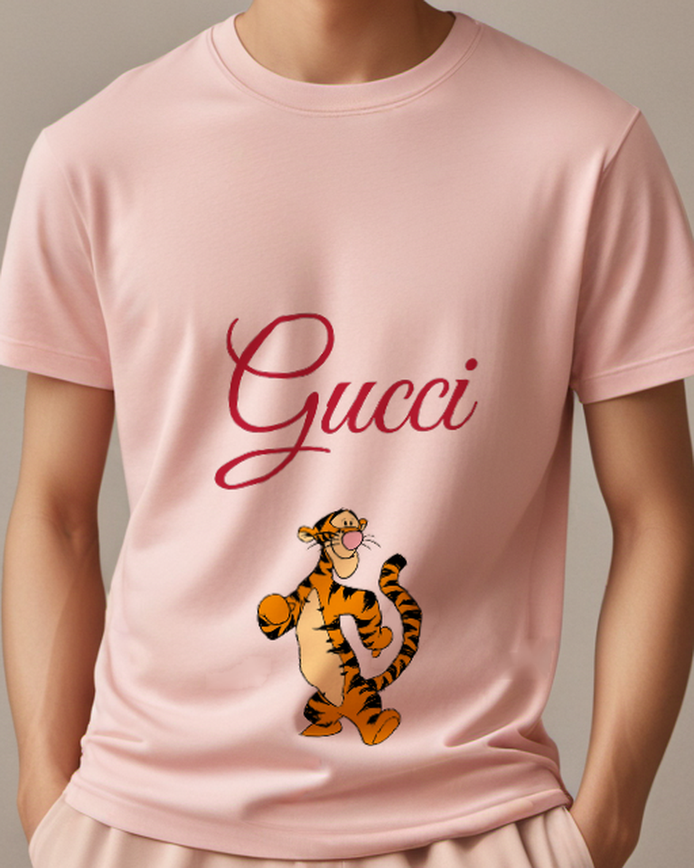 Blush Pink Tiger Paws At Waist Graphic T-Shirt - front product view