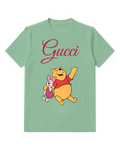 Sage Green Winnie The Pooh Waving With Piglet Graphic T-Shirt - front product view