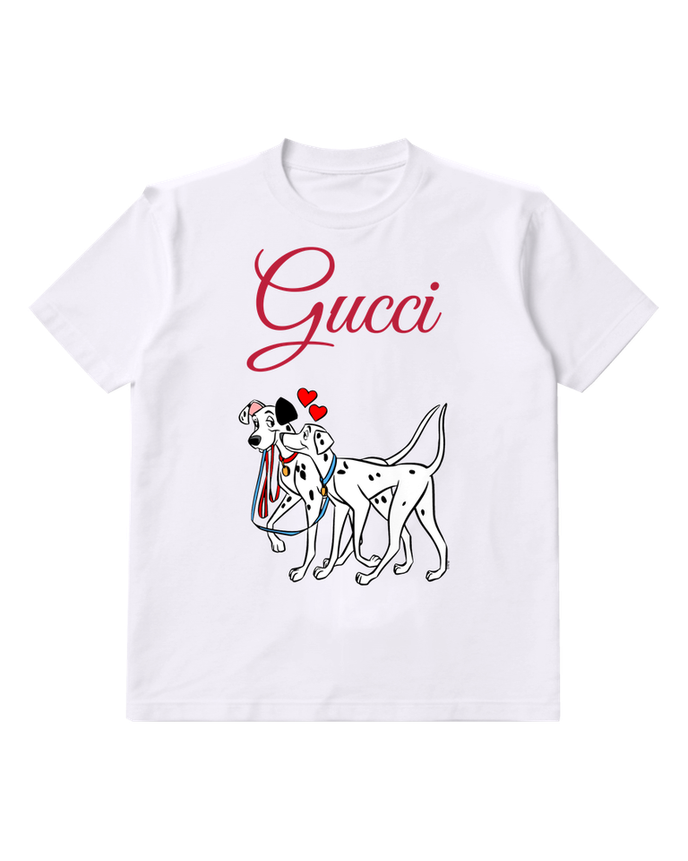 White Pongo And Perdita Standing Close Together Graphic T-Shirt - front product view