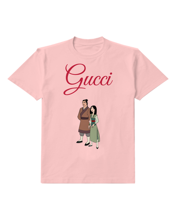 Blush Pink Mulan And Li Shang Standing Side By Side Graphic T-Shirt - front product view