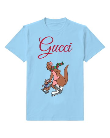 Sky Blue Kanga And Roo Ice Skating Together Graphic T-Shirt - front product view