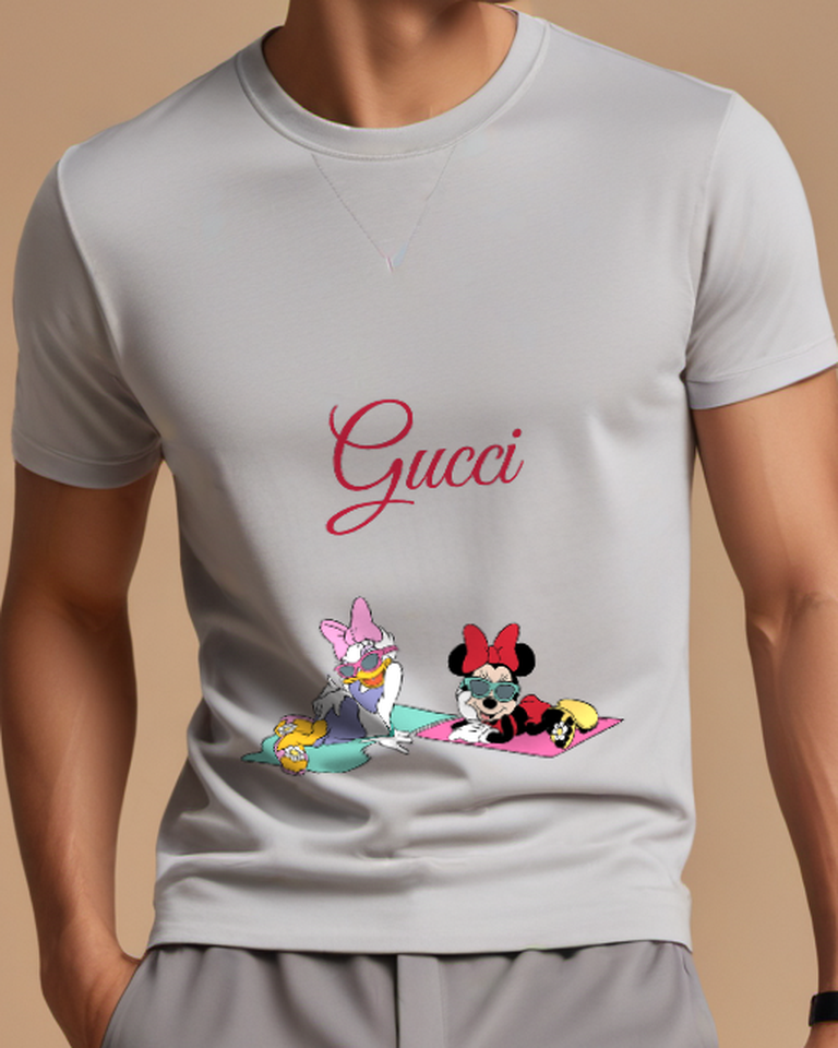 Light Gray Minnie And Daisy On Yoga Mats Graphic T-Shirt - model wearing view