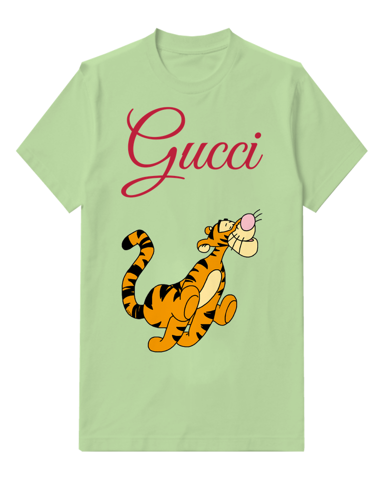 Sage Green Tiger Long Tail Sit Graphic T-Shirt - front product view