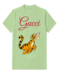 Sage Green Tiger Long Tail Sit Graphic T-Shirt - front product view