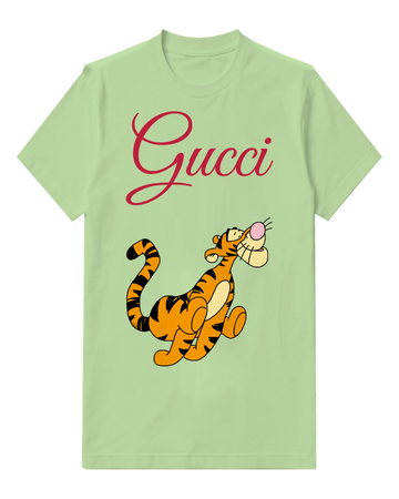 Sage Green Tiger Long Tail Sit Graphic T-Shirt - front product view