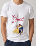 White Belle And Beast Dancing Together Graphic T-Shirt - model wearing view