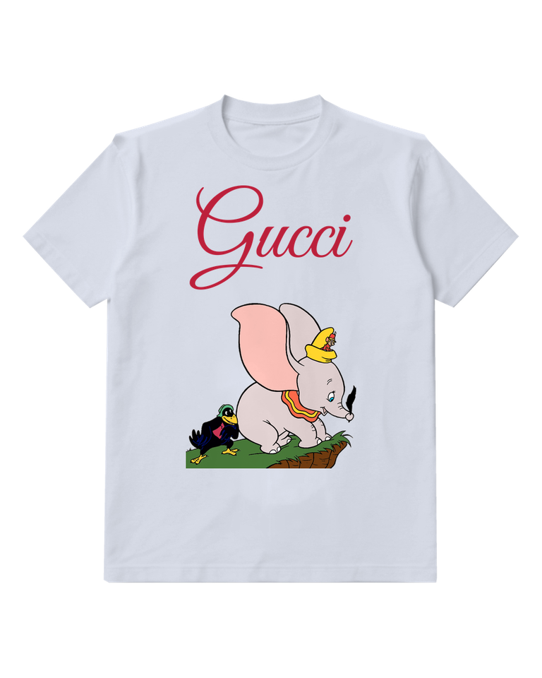 Pale Lavender Dumbo Sitting With Mouse On Head Graphic T-Shirt - front product view
