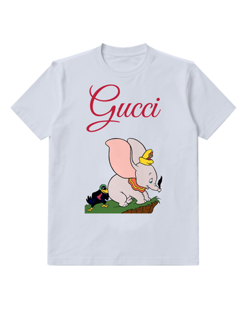 Pale Lavender Dumbo Sitting With Mouse On Head Graphic T-Shirt - front product view