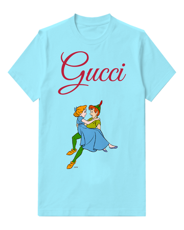 Sky Blue Peter Pan And Wendy Embracing Graphic T-Shirt - front product view