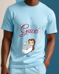Sky Blue Belle Holds Teacup With Open Palm Graphic T-Shirt - model wearing view