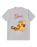 Light Gray Tigger Hugs Pooh From Behind Graphic T-Shirt - front product view