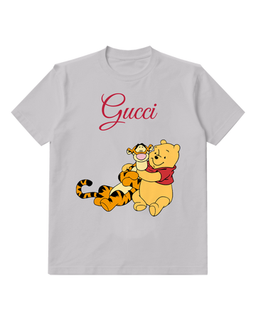 Light Gray Tigger Hugs Pooh From Behind Graphic T-Shirt - front product view