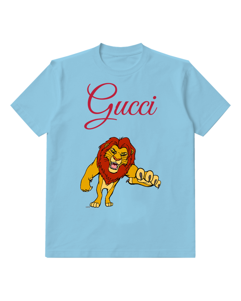 Sky Blue Lion Giant Forward Paw Graphic T-Shirt - front product view