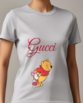 Light Gray Winnie The Pooh Holding Piglet Graphic T-Shirt - model wearing view