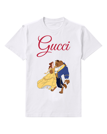 White Belle And Beast Dancing Together Graphic T-Shirt - front product view