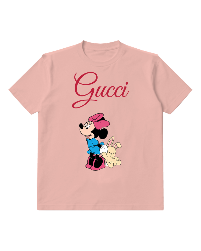Blush Pink Mouse Pink Hat Puppy Graphic T-Shirt - front product view