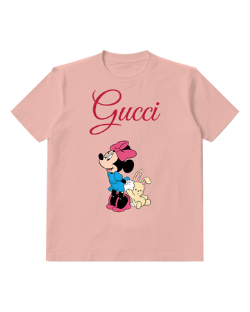 Blush Pink Mouse Pink Hat Puppy Graphic T-Shirt - front product view