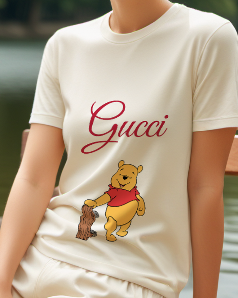 Ivory Bear Brown Satchel Graphic T-Shirt - model wearing view