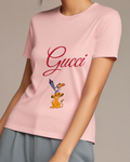 Blush Pink Simba Sitting Zazu Perched Atop Graphic T-Shirt - model wearing view