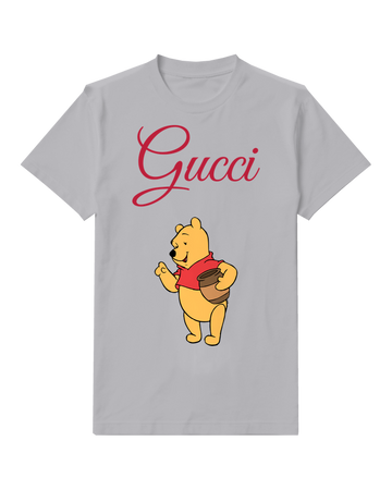 Light Gray Bear Honey Licking Paw Graphic T-Shirt - front product view