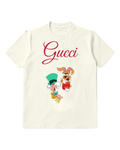 White March Hare Holding Teacup Mad Hatter Smiling Graphic T-Shirt - front product view