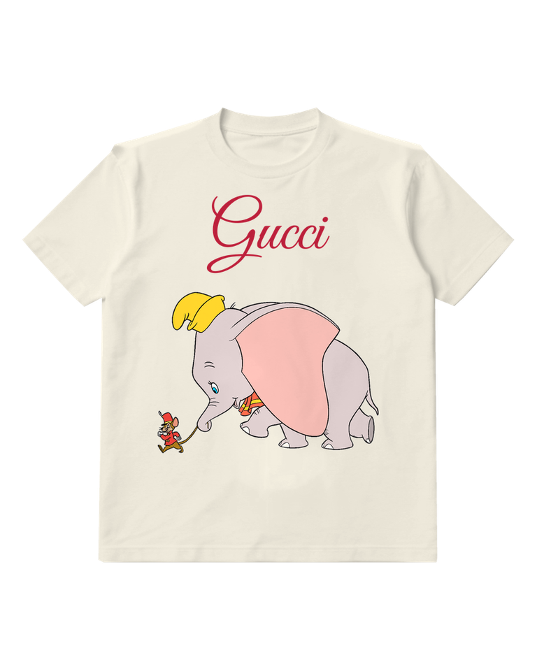 Ivory Dumbo Walking With Mouse On Leash Graphic T-Shirt - front product view