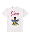 White Blue Creature Tropical Meal Graphic T-Shirt - front product view