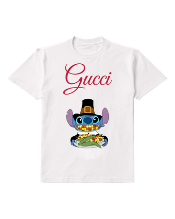 White Blue Creature Tropical Meal Graphic T-Shirt - front product view