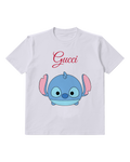 Pale Lavender Blue Creature Simple Face Graphic T-Shirt - front product view