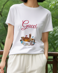 White Bambi And Thumper Resting Together Graphic T-Shirt - model wearing view