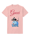 Blush Pink Black Insect Above Blue Caterpillar Graphic T-Shirt - front product view