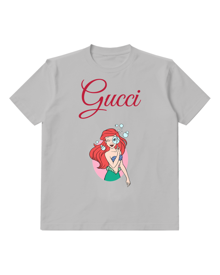 Light Gray Mermaid Holding Blue Ornament Graphic T-Shirt - front product view