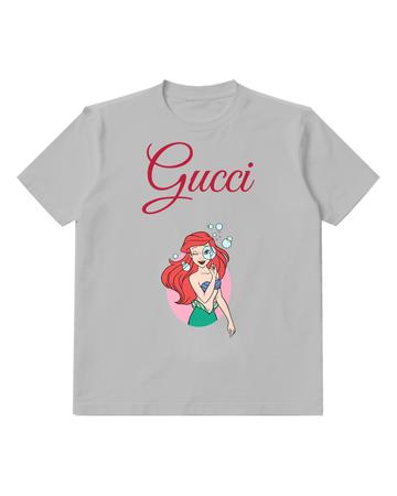 Light Gray Mermaid Holding Blue Ornament Graphic T-Shirt - front product view
