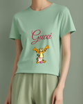 Sage Green Tigger And Piglet Joyful Embrace Graphic T-Shirt - model wearing view