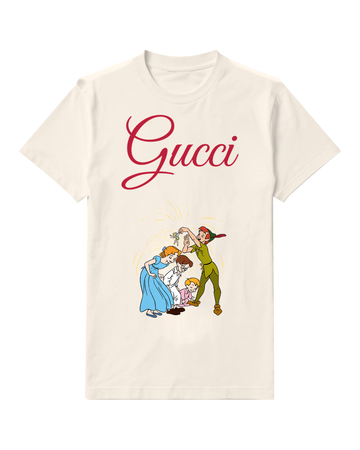 Ivory Peter Pan Arms Raised Holds Tiny Figure Graphic T-Shirt - front product view